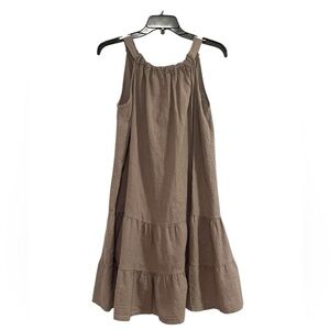 Bellambia Linen Dress Sz S Made in Italy Brown Sleeveless Tiered Dress